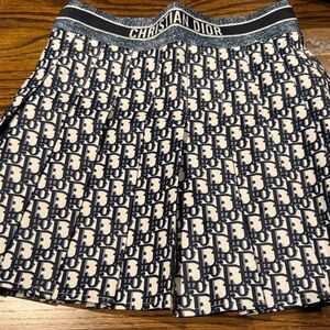 Christian Dior Navy & White Monogram Pleated Skort